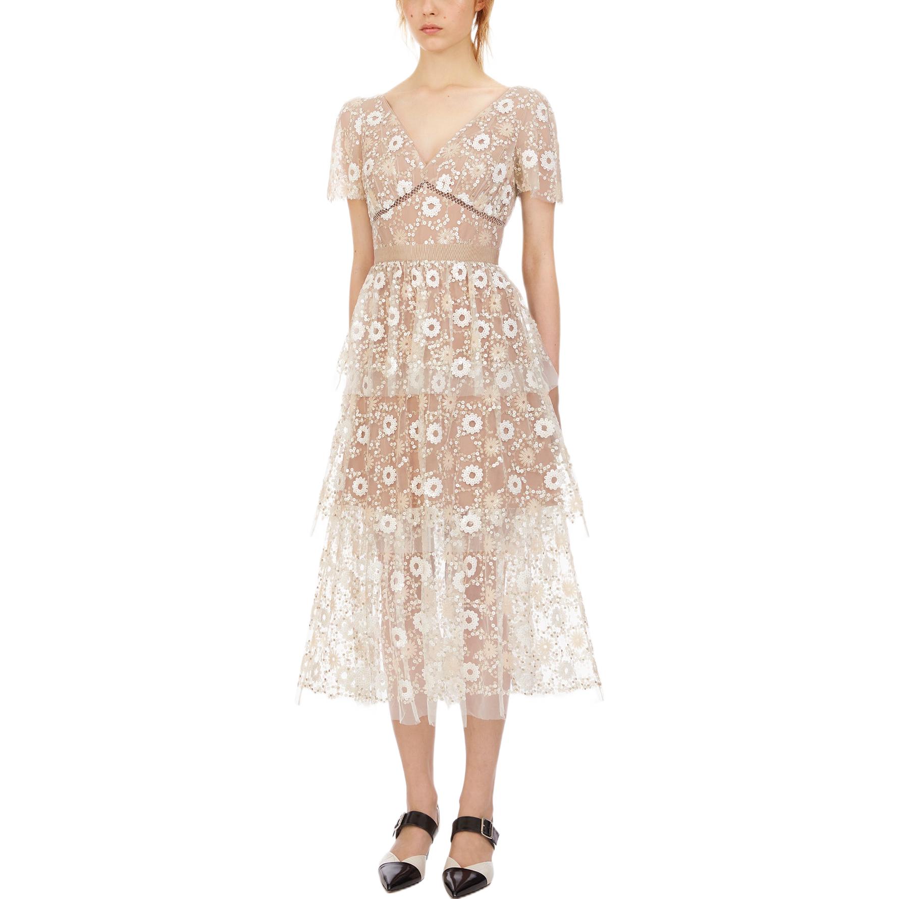 (Women) Self-Portrait  Floral High-Waisted A-Line Mini Dress - Beige. SWF322Y12800 圖 4