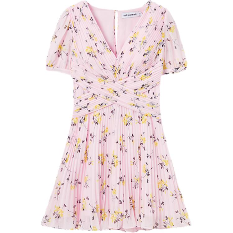 (Women) Self-Portrait  Floral V-Neck Short Sleeve Dress Red Pink Flowers SWF343Y04800 圖 2