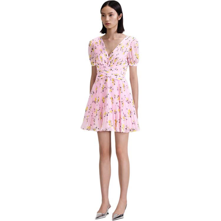 (Women) Self-Portrait  Floral V-Neck Short Sleeve Dress Red Pink Flowers SWF343Y04800 圖 3