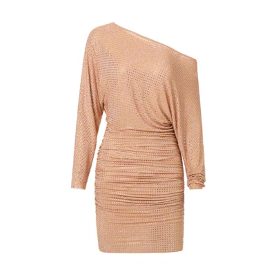 (Women) Self-Portrait Gold Long Sleeve Midi Dress SWF343Y09300