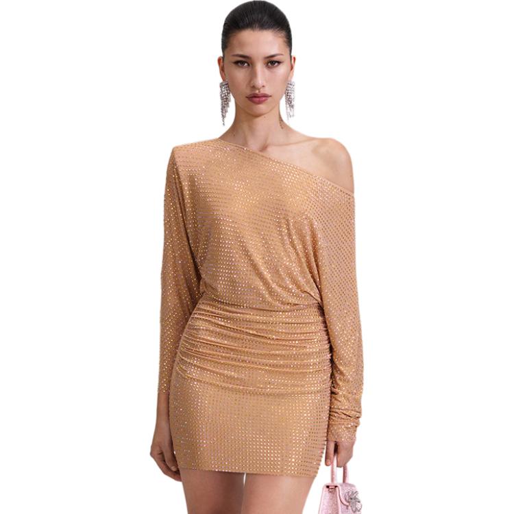 (Women) Self-Portrait  Gold Long Sleeve Midi Dress SWF343Y09300 圖 3