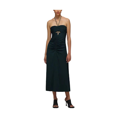 (Women) Self-Portrait Green Halter Evening Gown with Lace & Elegant Princess Design SS22024UK06SLATE