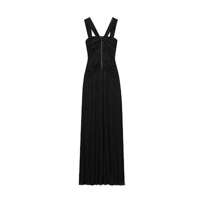 (Women) Self-Portrait Halter Neck Sleeveless Black Dress with Cinched Waist. SWF352Y26800
