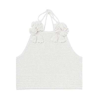 (Women) Self-Portrait Halter Neck Sleeveless Dress Ivory White. SWF352M06900