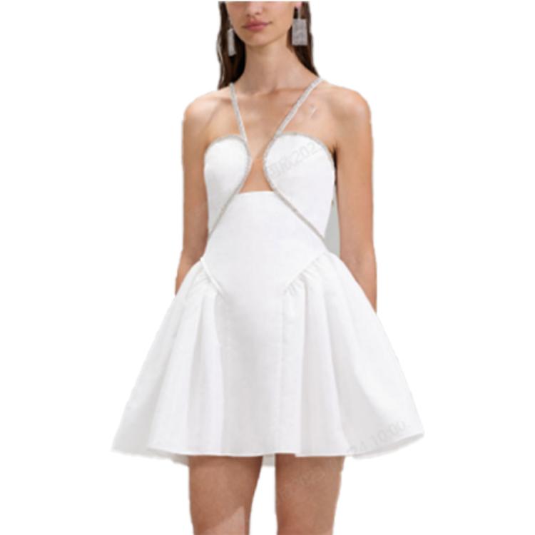 (Women) Self-Portrait  Halterneck Embellished Flare Sleeveless Dress in Pure White SWF341Y01600 圖 3