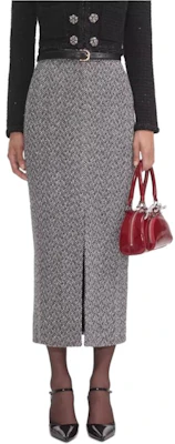 (Women) Self-Portrait Herringbone Knit High-Waisted Slim Casual Skirt - Gray AW24059MSKABBLACK Buy (Women) Self-Portrait Herringbone Knit High-Waisted Slim Casual Skirt - Gray AW24059MSKABBLACK