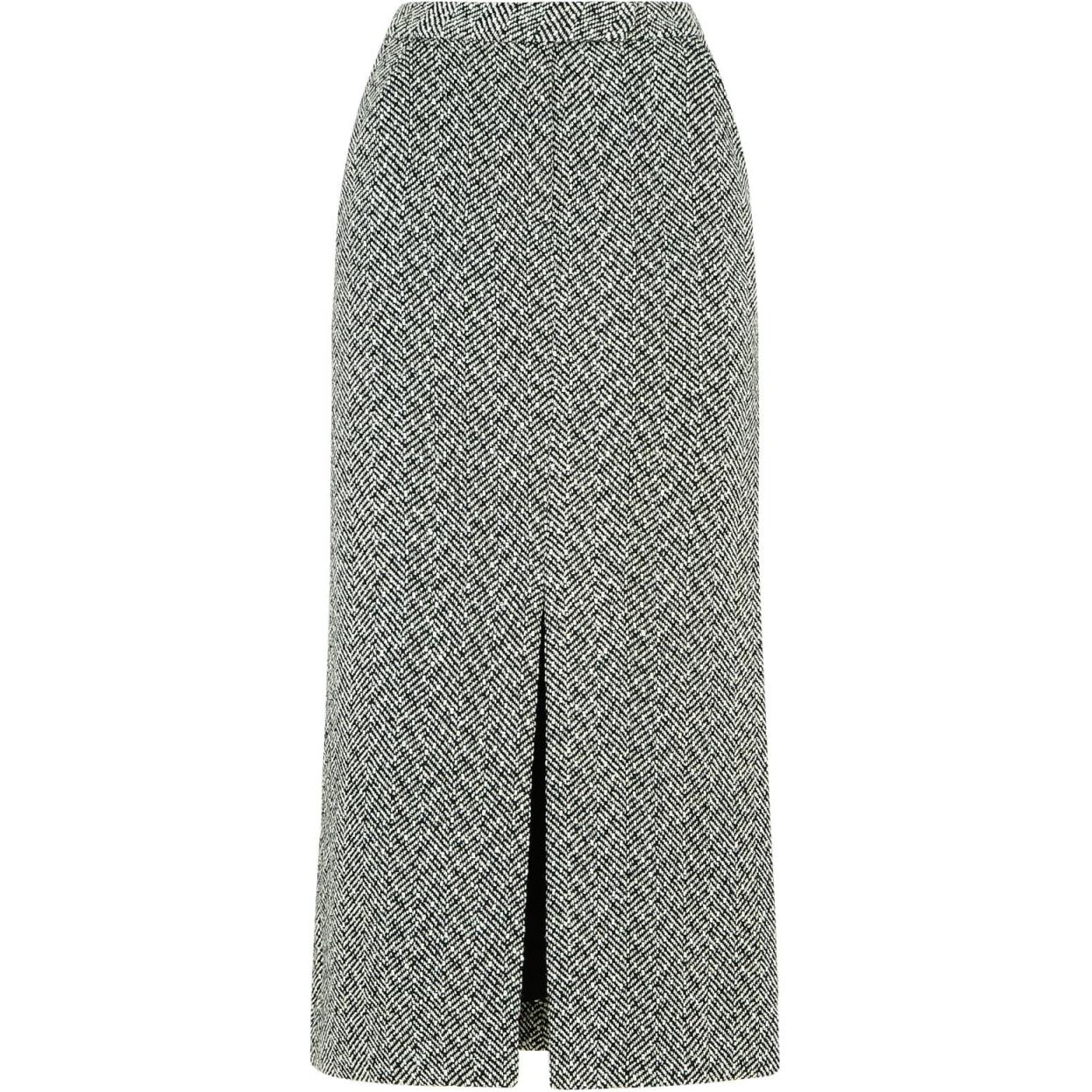 (Women) Self-Portrait  Herringbone Knit High-Waisted Slim Casual Skirt - Gray AW24059MSKABBLACK 圖 2