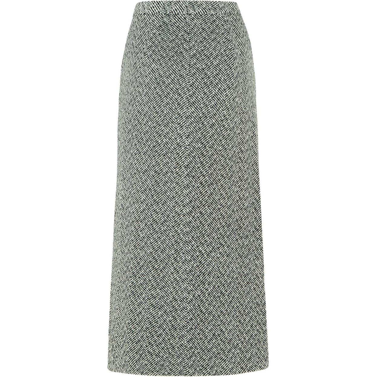 (Women) Self-Portrait  Herringbone Knit High-Waisted Slim Casual Skirt - Gray AW24059MSKABBLACK 圖 3