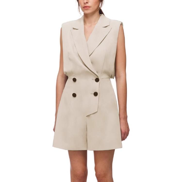 Shop (W) Self-Portrait 高腰喇叭短連身褲 - 香草米色 SWF322K05700