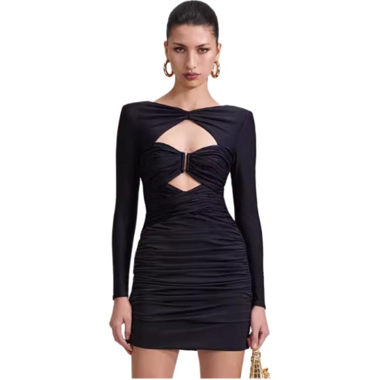 (Women) Self-Portrait  High-Waist Long-Sleeve Black Pullover Dress. SWF343Y07300 圖 5