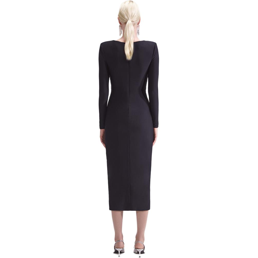 Purchase (Women) Self-Portrait  High-Waist Long-Sleeve Dress in Classic Black. SWF343Y10200