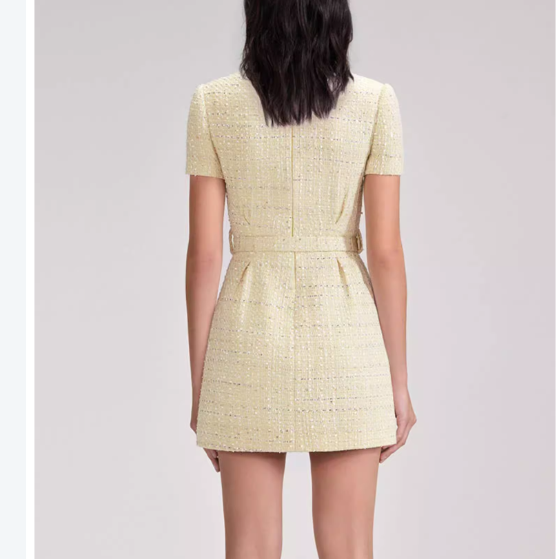 (Women) Self-Portrait  High-Waist Short-Sleeve Dress Cream Yellow SWF343Y10700 圖 5