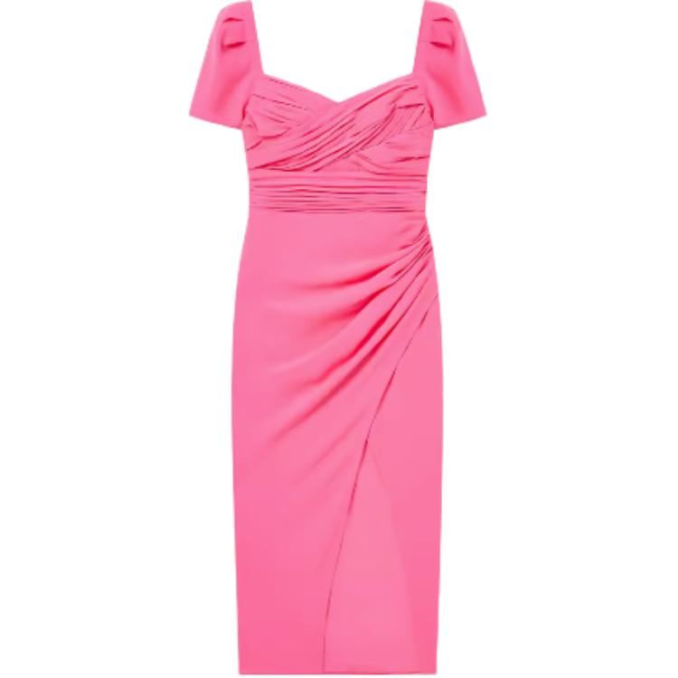 (Women) Self-Portrait  High-Waist Short Sleeve Dress Neon Pink SWF343Y05900 圖 2