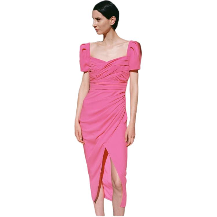 (Women) Self-Portrait  High-Waist Short Sleeve Dress Neon Pink SWF343Y05900 圖 5