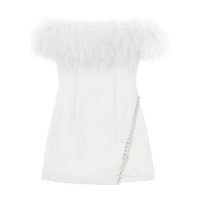 (Women) Self-Portrait High-Waist Sleeveless Dress in Pure White. SWF343Y09500