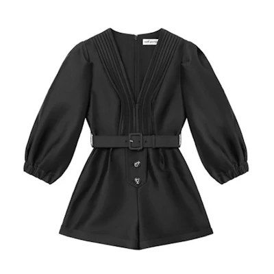 (Women) Self-Portrait High-Waist V-Neck Jumpsuit in Classic Black. SWF352K01300