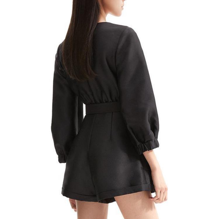 Shop (W) Self-Portrait 高腰V領連體褲 經典黑色。 SWF352K01300