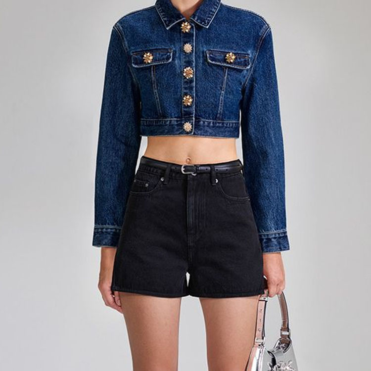 Lookbook (W) Self-Portrait 高腰黑色破壞牛仔短褲 SWF342K01500