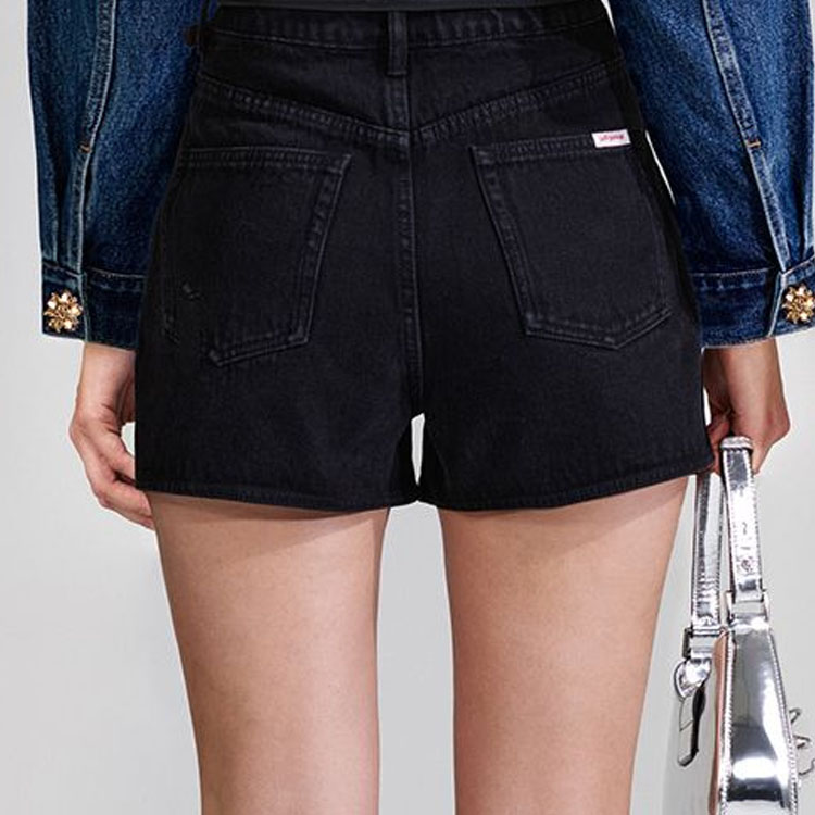 Shop (W) Self-Portrait 高腰黑色破壞牛仔短褲 SWF342K01500