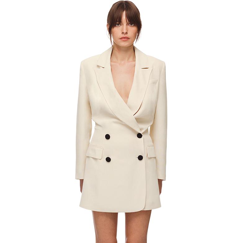 Lookbook (W) Blazer Doble Botonadura de Cintura Alta Self-Portrait en Vainilla Almendra. SWF335Y07600