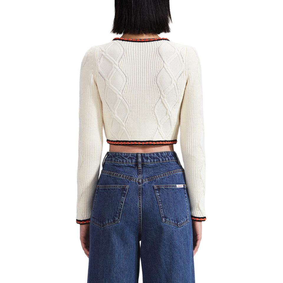 (Women) Self-Portrait  Ivory Colorblock V-Neck Knitted Cardigan Long Sleeve. SWF342M05200 圖 4