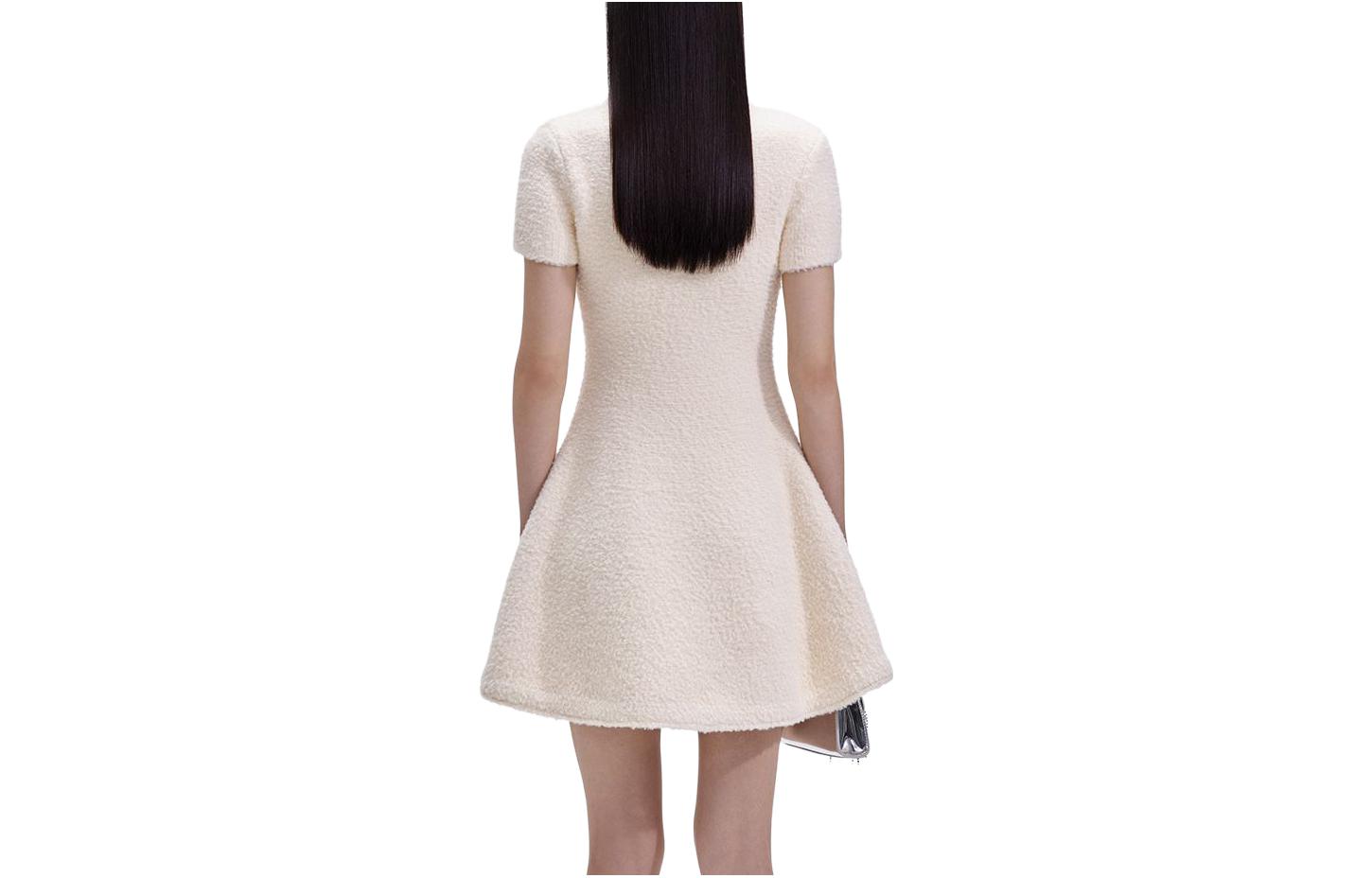 Lookbook (W) Self-Portrait 象牙色針織Polo領短袖晚宴派對連衣裙 SWF351M01000