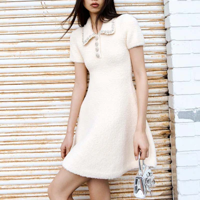 (W) Self-Portrait 象牙色針織Polo領短袖晚宴派對連衣裙 SWF351M01000 Purchase (W) Self-Portrait 象牙色針織Polo領短袖晚宴派對連衣裙 SWF351M01000