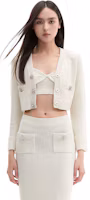 Lookbook (Women) Self-Portrait Ivory White Button-Up Knit Cardigan - Versatile Chic Style SWF336M00100
