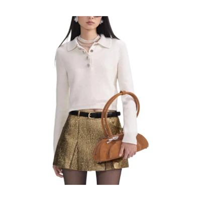 (Women) Self-Portrait Ivory White Casual Long Sleeve Sweater SWF361M04800