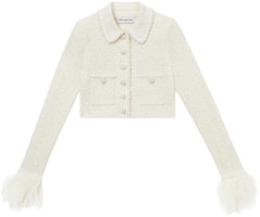 (Women) Self-Portrait Ivory White Collared Long-Sleeve Jacket. SWF344M03300 (Women) Self-Portrait Ivory White Collared Long-Sleeve Jacket. SWF344M03300