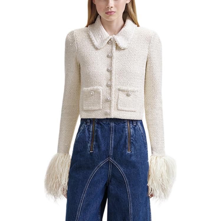 Lookbook (W) Self-Portrait 象牙白翻領長袖外套 SWF344M03300