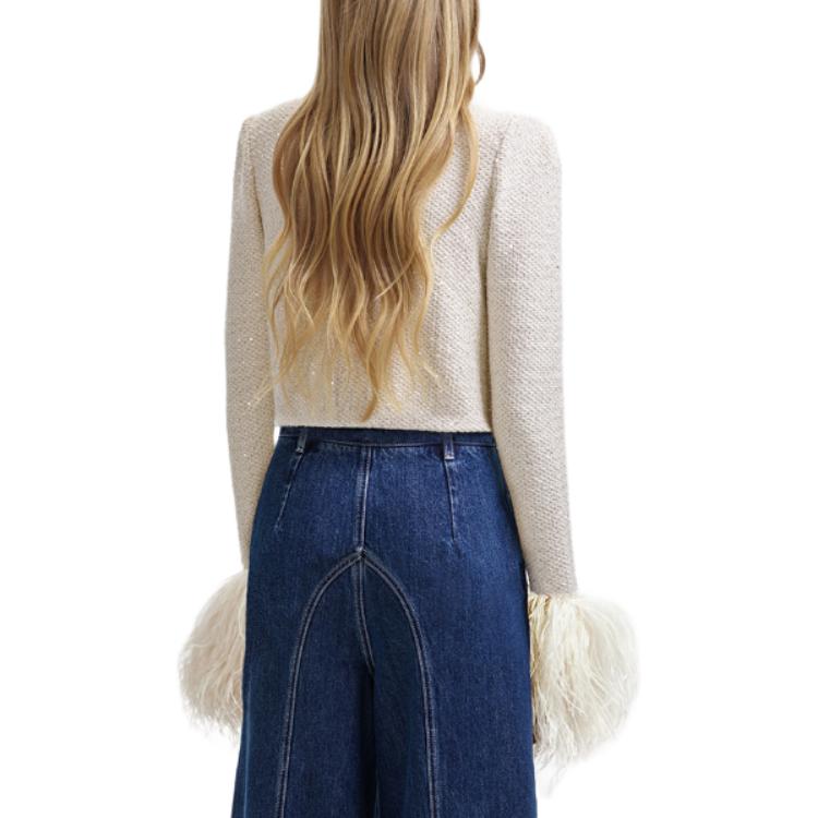 Shop (W) Self-Portrait 象牙白翻領長袖外套 SWF344M03300