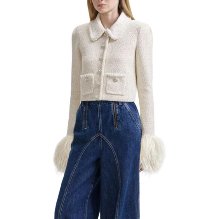 Purchase (W) Self-Portrait 象牙白翻領長袖外套 SWF344M03300