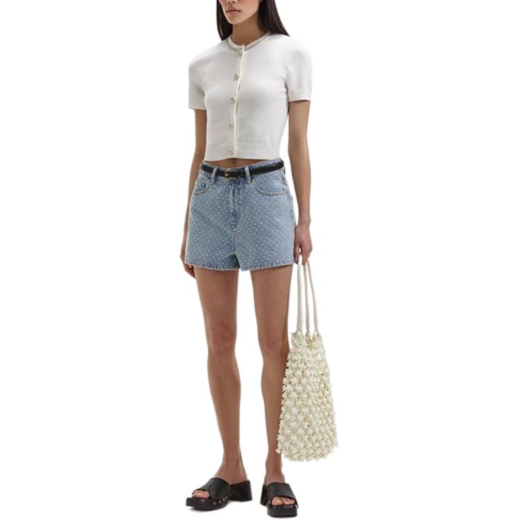 Lookbook (W) Self-Portrait 象牙白短版針織開衫毛衣 SWF352M05300