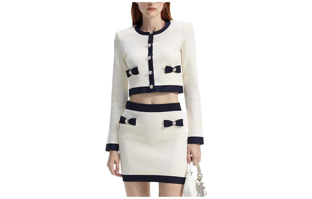 Order (W) Self-Portrait 象牙白針織開衫 長袖短款式 SWF351M02400