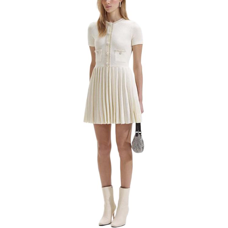 (Women) Self-Portrait  Ivory White Knit Short Sleeve Mini Dress. SWF352M06100 圖 3