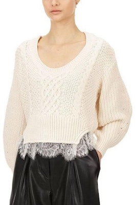 (W) Self-Portrait Ivory White Lace Knit Sweater - Gaya Musim Luruh/Sejuk Terkini SWF325M20000 Lookbook (W) Self-Portrait Ivory White Lace Knit Sweater - Gaya Musim Luruh/Sejuk Terkini SWF325M20000