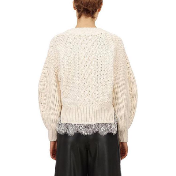 Shop (W) Self-Portrait Ivory White Lace Knit Sweater - Gaya Musim Luruh/Sejuk Terkini SWF325M20000