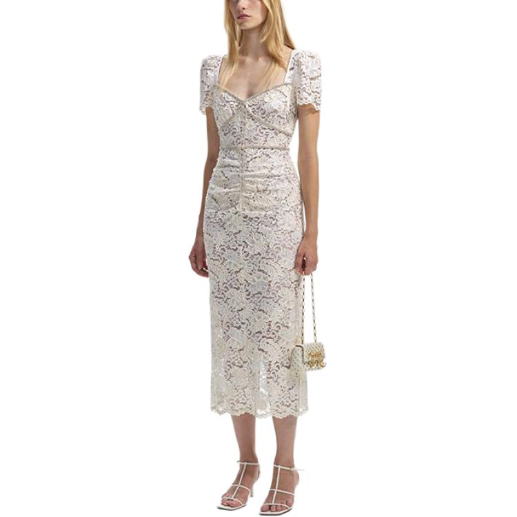 (Women) Self-Portrait  Ivory White Lace Midi Dress with Crystal Detailing SWF351Y04500 圖 3