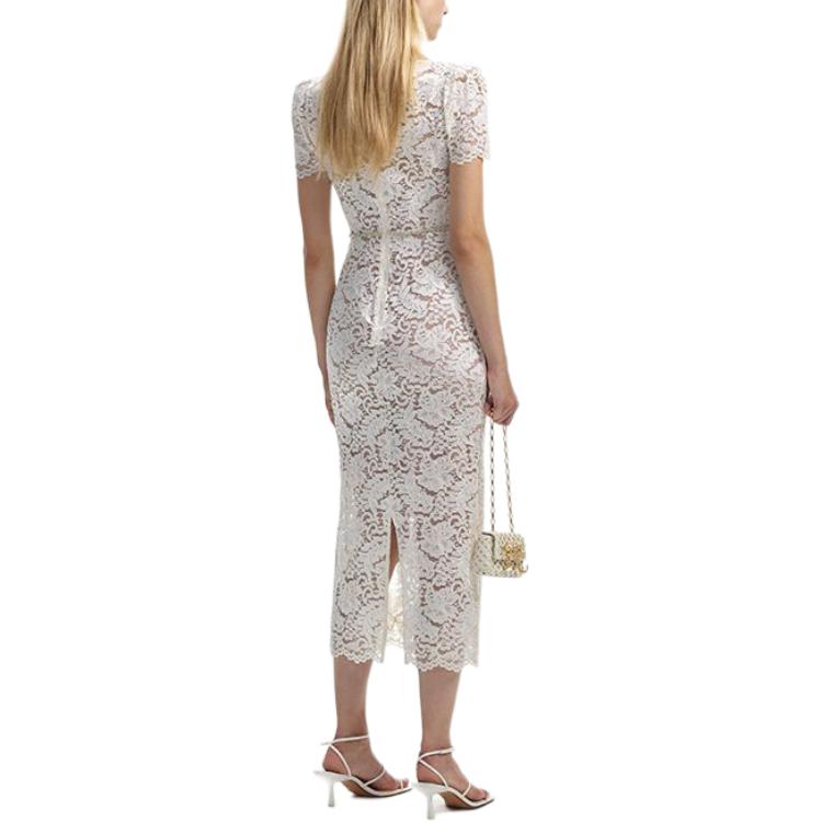 (Women) Self-Portrait  Ivory White Lace Midi Dress with Crystal Detailing SWF351Y04500 圖 4