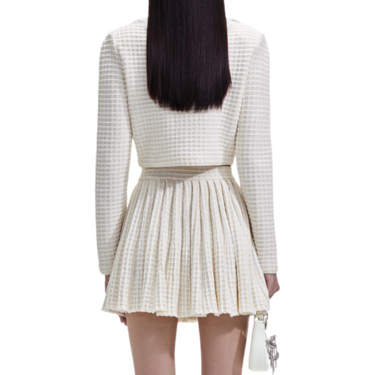 (Women) Self-Portrait  Ivory White Lace Waffle Long Sleeve Jacket. SWF351M03100 圖 4