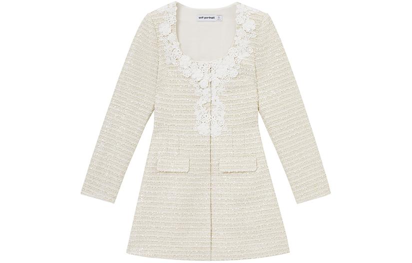 (Women) Self-Portrait  Ivory White Long Sleeve Mini Dress with Waist Detail SWF351Y02400 圖 2