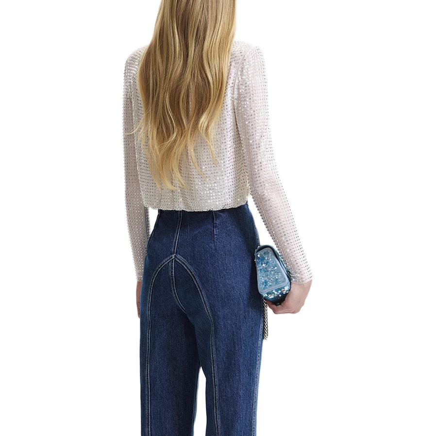 Shop (W) Self-Portrait 象牙白長袖襯衫 星鑽裝飾設計 SWF344C02800