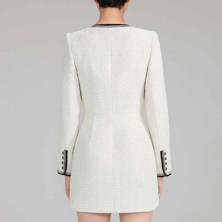 (Women) Self-Portrait  Ivory White Long Sleeve V-Neck Button Dress SWF334Y15600 圖 3