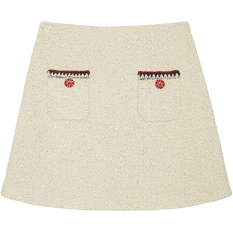 (Women) Self-Portrait  Ivory White Mid-Waist Casual Fitted Skirt. SWF344M03500 圖 2