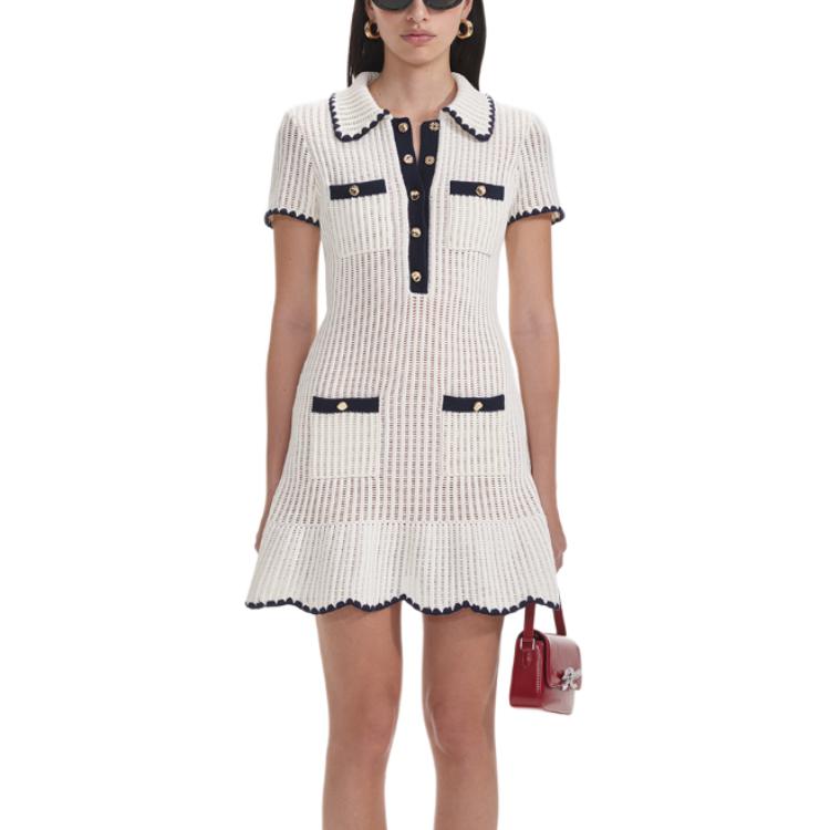 (Women) Self-Portrait  Ivory White Short-Sleeve Collared Mini Dress SWF353M01100 圖 3
