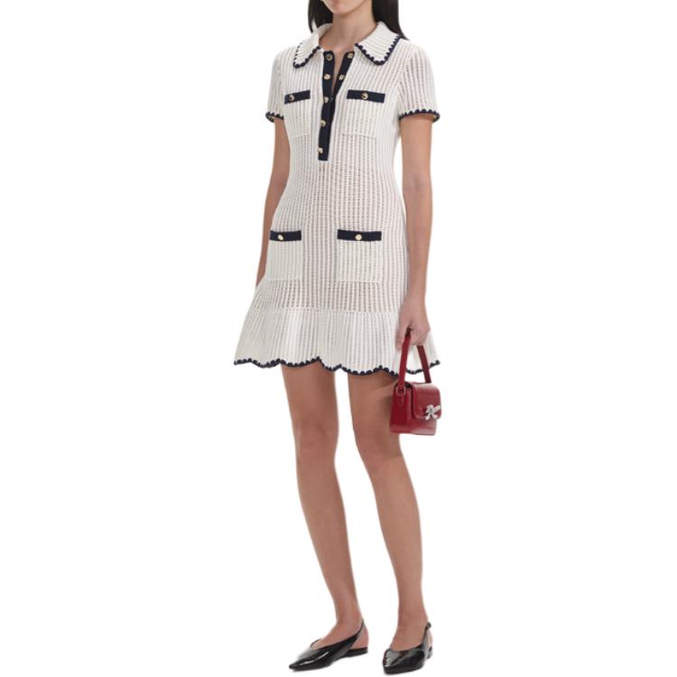 (Women) Self-Portrait  Ivory White Short-Sleeve Collared Mini Dress SWF353M01100 圖 5