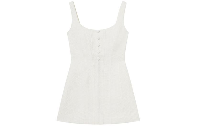 (Women) Self-Portrait  Ivory White Sleeveless U-Neck Slim Fit Mini Dress SWF352Y14900