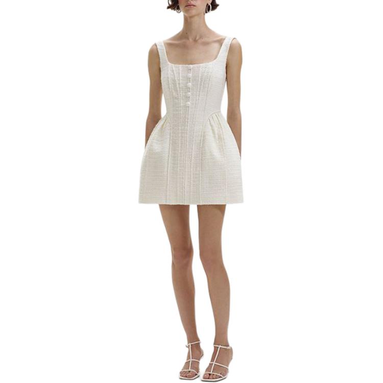 (Women) Self-Portrait  Ivory White Sleeveless U-Neck Slim Fit Mini Dress SWF352Y14900 圖 3