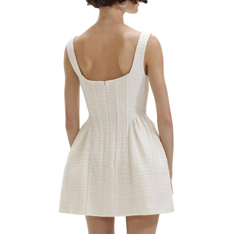 (Women) Self-Portrait  Ivory White Sleeveless U-Neck Slim Fit Mini Dress SWF352Y14900 圖 4